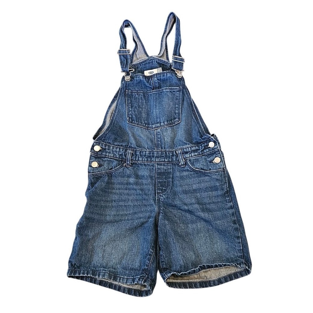 Old Navy Denim Shortalls XL 14 Blue Medium Wash Cotton Overalls
